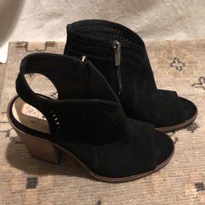 Vince Camuto black suede booties “Koral”